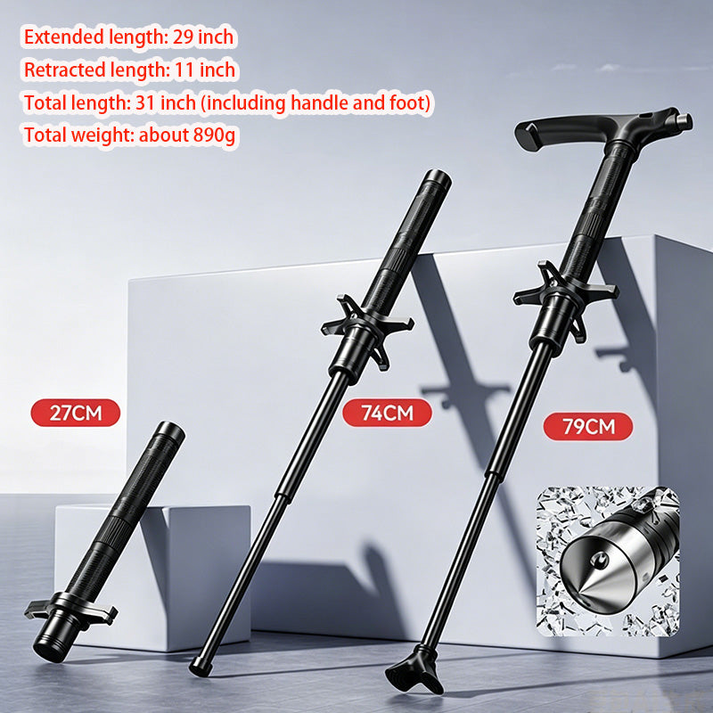 Portable Trekking Pole Baton Window Breaker Cone Multi-Tool