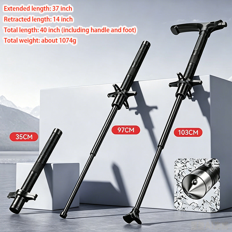 Portable Trekking Pole Baton Window Breaker Cone Multi-Tool