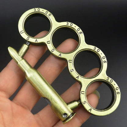 Bullet-Brass Knuckle Duster With Knife Security Defense EDC