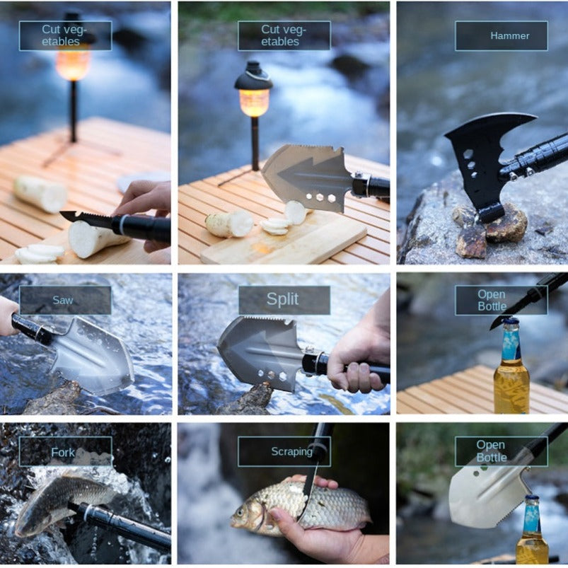Multifunctional Knife Shovel Axe Camping Survival Toolbox EDC