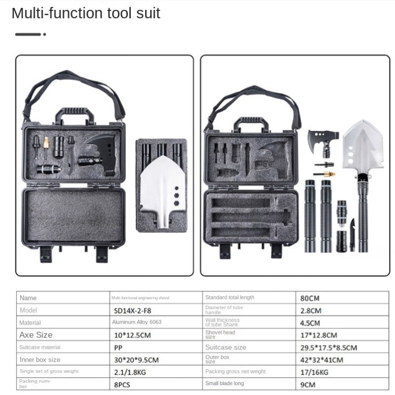 Multifunctional Knife Shovel Axe Camping Survival Toolbox EDC