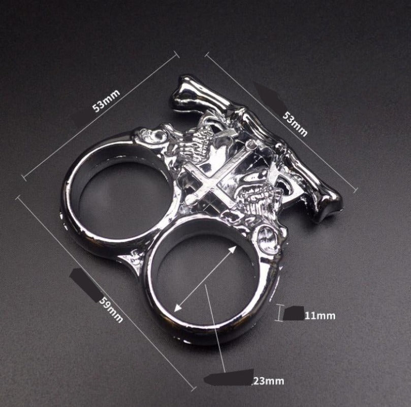 Bones-Solid Brass Knuckles Duster Two Fingers for Secure Self Defense EDC