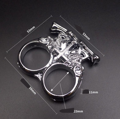 Bones-Solid Brass Knuckles Duster Two Fingers for Secure Self Defense EDC
