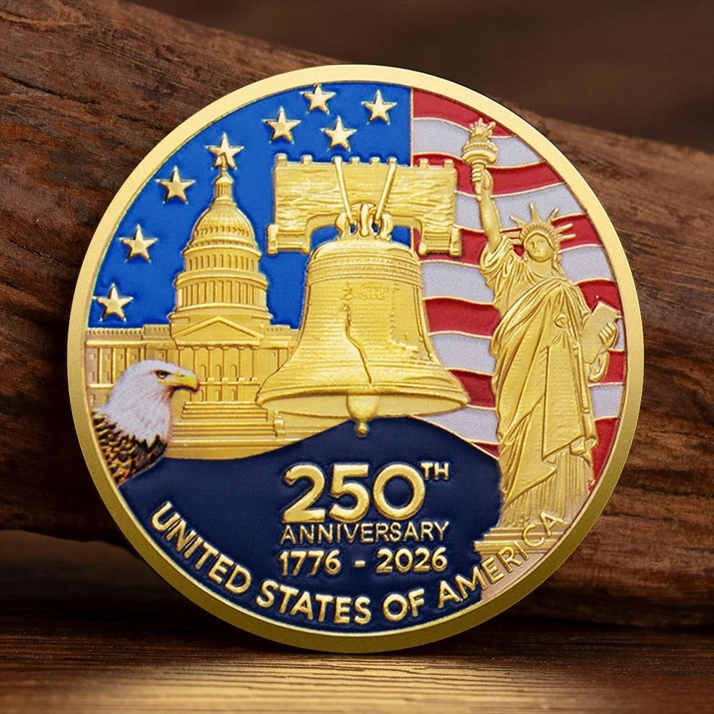 United States 250 Anniversary Coin Gold Plated Statue of Liberty Collection Gift