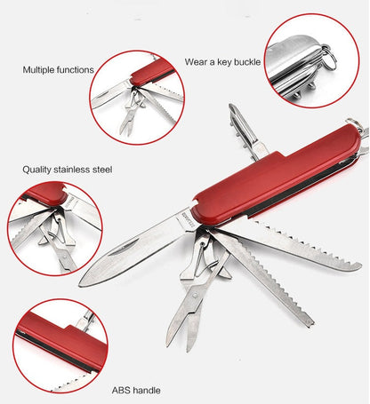 Multi-function EDC Tool Bottle Opener Scissors Saw Folding Knife