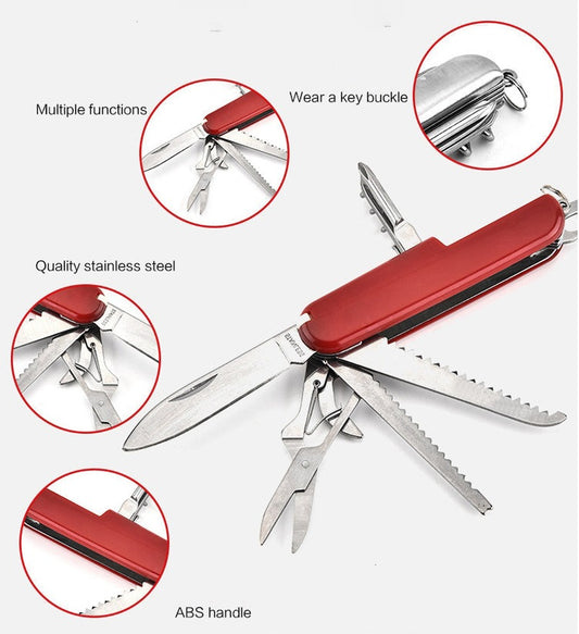 Multi-function EDC Tool Bottle Opener Scissors Saw Folding Knife