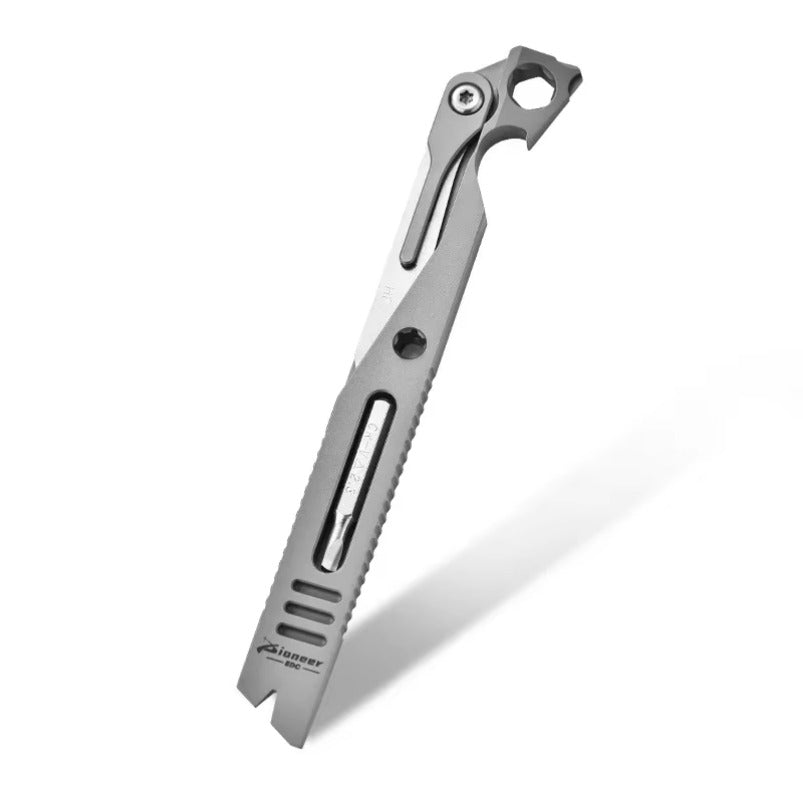 Titanium Alloy Crowbar Bottle Opener Rope Knife Pry Bar