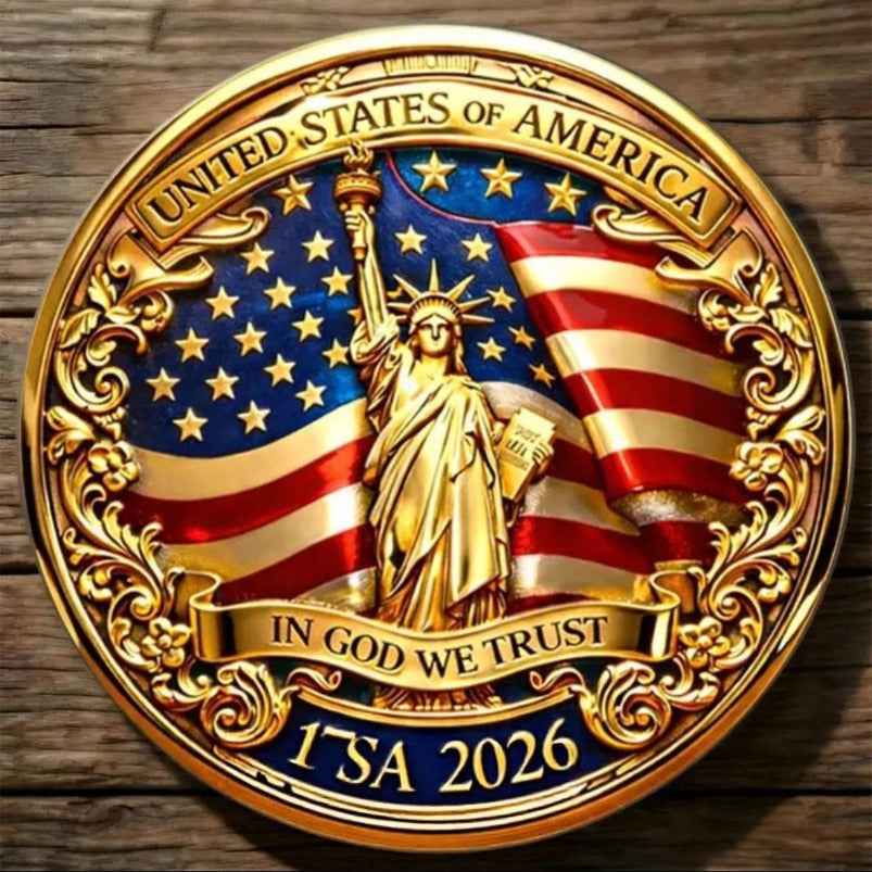 New American 250 Anniversary Coin Gold Plated Statue of Liberty Commemorative Coin Collection