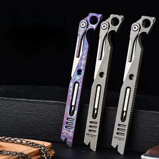 Titanium Alloy Crowbar Bottle Opener Rope Knife Pry Bar