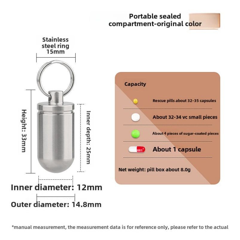 Titanium Alloy Waterproof Bin Portable Pill Key Chain