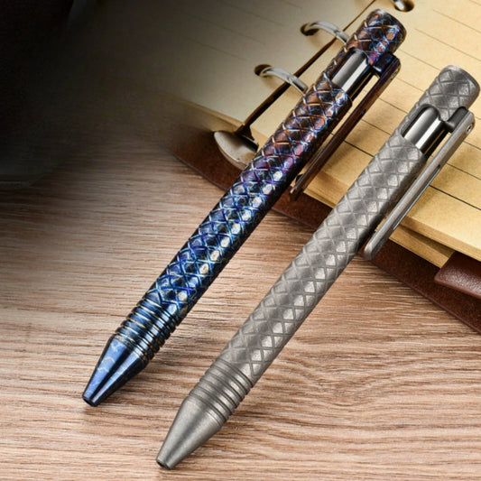 Titan Lattice Slider Bolt Structure Spring ColorShift Defense Pen
