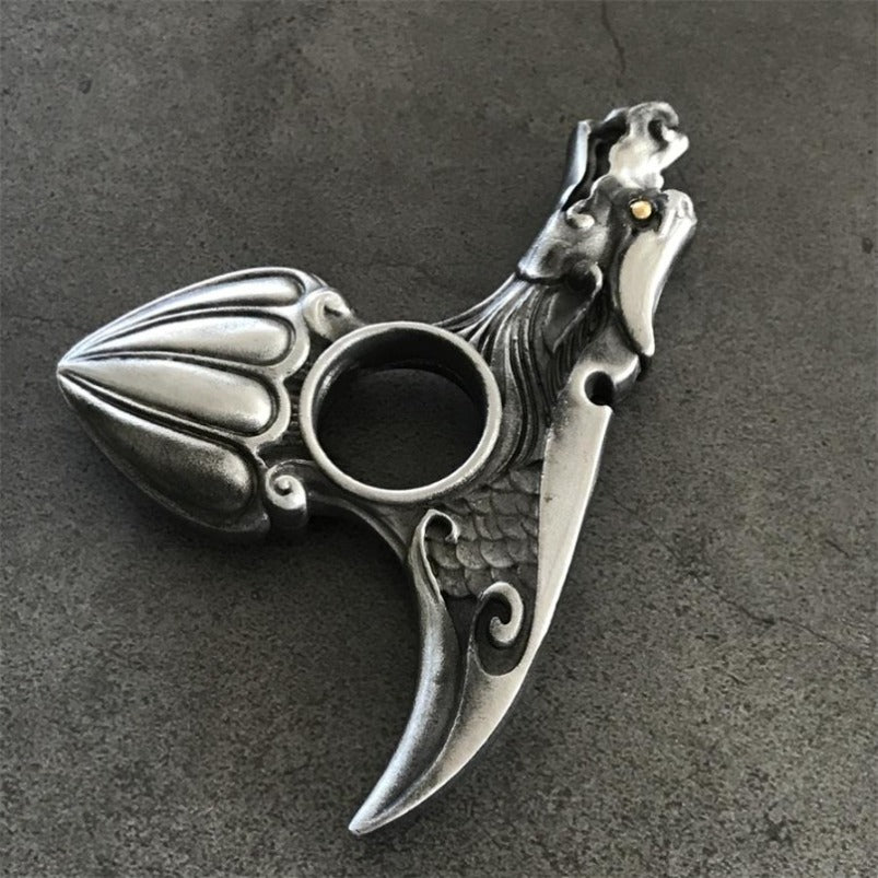 Retro Silver Dragon Single Finger Knuckle Duster EDC