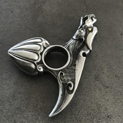 Retro Silver Dragon Single Finger Knuckle Duster EDC