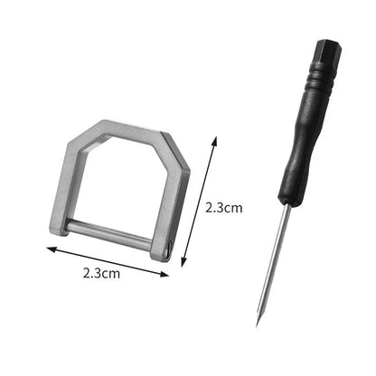 Mini titanium D-ring carabiner size L, 2.3cm x 2.3cm, with hex screwdriver