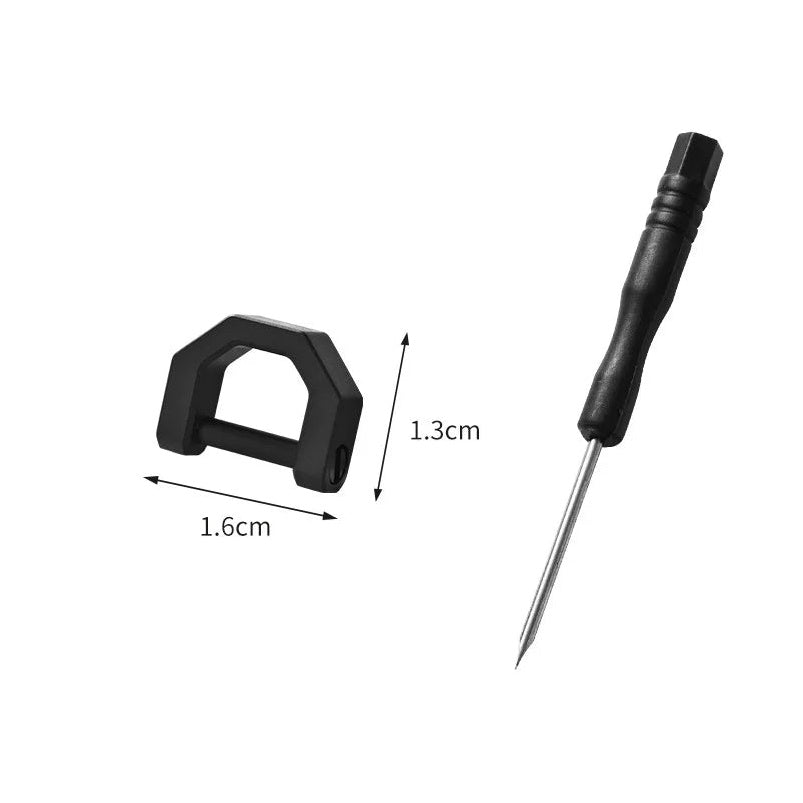 Mini titanium D-ring carabiner size S, 1.6cm x 1.3cm, black finish with hex screwdriver