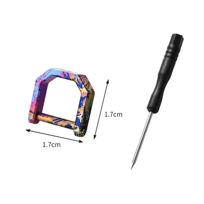 Mini titanium D-ring carabiner size M, 1.7cm x 1.7cm, multicolor anodized finish with hex screwdriver