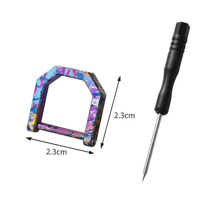 Mini titanium D-ring carabiner size L, 2.3cm x 2.3cm, multicolor anodized finish with hex screwdriver