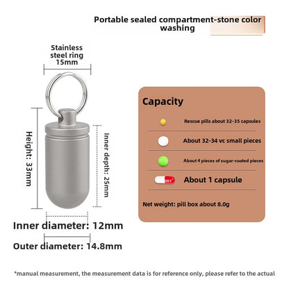 Titanium Alloy Waterproof Bin Portable Pill Key Chain