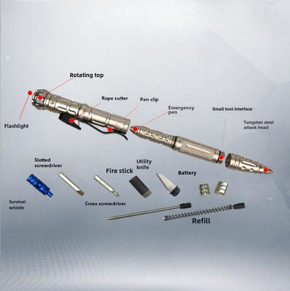 Multifunctional Gyro Tactical Pen Tactical Pen Tungsten Steel LED Lighting
